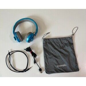 LilGadgets Childrens Bluetooth On Ear Blue Child Headphones 12hr Kid Playtime